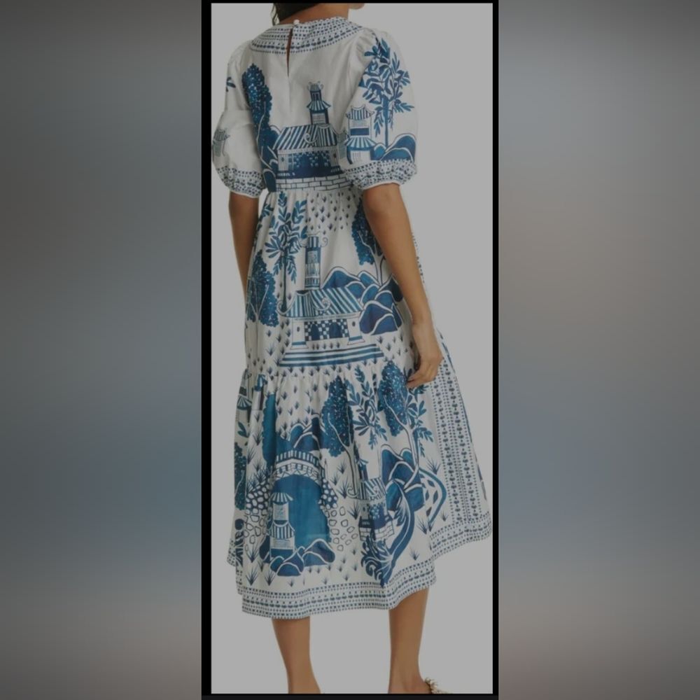 farm Rio Ancient Garden Cotton Midi Dress Size M - Picture 2 of 14